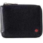 alpine swiss Logan Zipper Bifold Wallet For Men or Women RFID Safe Comes in a Gift Box Black