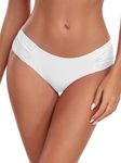 Ocean Blues Women's White Mid-Waist Bikini Bottom Full Coverage Swim Bottom Size Medium