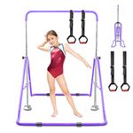 Expandable Gymnastics Bars for Kids, Adjustable Height Gymnastic Horizontal Bars, Junior Training Bar Children Folding Training Equipment Monkey Bars for Kids Home Training (Purple)