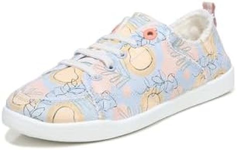 Vionic Venice Pismo Women's Lace Up Canvas Trainer Supportive Walking Shoes That Includes Three-Zone Comfort for Heel Pain and Plantar Fasciitis with Orthotic Insole Arch Support Medium Fit, Blue Haze, 8 US