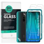 Ibywind Screen Protector (2 Pack) For Redmi Note 8 Pro,9H Hardness Tempered Glass,With 1Pc Camera Lens Protector,1Pc Back Protector,Easy to Install