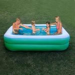 SOLDTRUE Rectangular 6.7 Feet Family Pool, Kiddie and Adults Pool, Kids Swimming Pool with Electric Air Pump, 2.0 m x 1.50m x 50 cm / 6.7" x 59" x 19" Inch (6.7 feet, Blue)