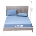 JIUMIWA Grounding Sheet Queen Size with 15ft Cord, 90% Organic Cotton + 10% Silver Fiber, Conductive Earthing Bed Sheets for Better Sleep and Wellness, Light Blue
