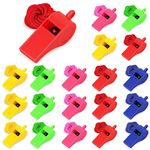 Vicloon Placstic Whistle, 20pcs Referee Whistle, Whistles with Lanyards Sport Whistle children's whistle for School Sports Training, Football, Security and Emergency Survival (5 Colors)