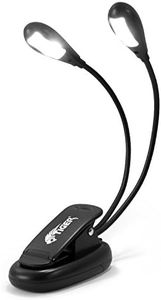 TIGER Dual Head Music Stand Light With 4X Quality Led Lights - Portable Clip-On Light / Book Light With Flexible Gooseneck, Padded Clip, Usb Cable And 3X Aaa Batterie Incluse