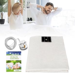 Grounding Bed Sheet, Grounding Mat Earthing UK with 10% Silver Fiber & 90% Organic Cotton for Improved Sleep Natural Wellness and Healthy Earth Energy Mat (153×203cm)