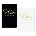 Wedding Vow Books His and Hers Touch Cover, Gold Foil Engraving Notebook Set of 2 with 20 Pages - 6" x 4" Great for Vow Renewal (White, Black)