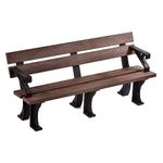 BrackenStyle Recycled Plastic Bench With Arms - Durable Commercial Grade Seat - 4 Person (Brown and Black)