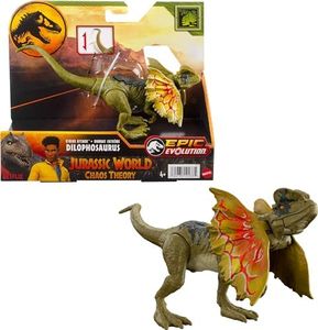 Mattel Jurassic World Strike Attack Dilophosaurus Dinosaur Action Figure Toy with Single Strike Action, Movable Joints, Physical & Digital Play