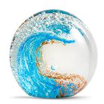 Hand Blown Glass Figurines Ball Ocean Waves,Office Paperweight Glass for Desk,Home Decor Collectible,Aquarium Decor,Office Decor Ocean Lovers