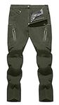 TACVASEN Hiking Trousers Mens Waterproof Fishing Trousers Quick Dry Hunting Trousers Outdoor Climbing Trousers Zip Pockets Army Green,34