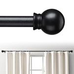 Curtain Rods - 5/8 inch Matte Black Curtain Rod for Windows 60 to 120 Inch, Decorative Small Curtain Rods Set, Long Drapery Rods with Brackets