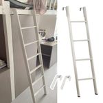 Replacement White Twin Bunk Bed Ladder Only, Rv Bunk Bed Ladder with Adjustable Hooks, Kids Adult Metal Step Climb Ladder, for Dorm Loft Home (Size : 130cm/50")