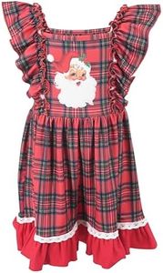 Unique Baby Girls Santa Christmas Dress Outfits for Girl Toddler and Kids (4Y, Santa Embroidery)