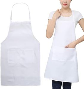 Tablier de Chef Unisexe pour Femme Adulte,Imperméable Réglable Tablier avec 2 Poches,Tablier Cuisine Professionnel,Tablier de Cuisine,Pour Cuisine,Jardinage, Restaurant,Barbecue,Café,Blanc