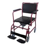 Mobility Junction Rolling Commode Chair With Locking System Wheel With Commode Pot | Western Toilet & Portable Use | Removable Footrest | Flip-down Armrest (U-cut Seat | Non Foldable Frame)