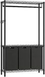 GAOMON Laundry Sorter, Laundry Hamper 3 Section with Clothes Rack, Pull-Out and Removable Laundry Basket with Shelf for Laundry Room Organization, 42.5 x 13.7 x 70.8 Inches, Black