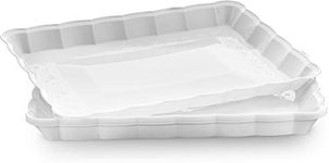 Plasticpro Plastic Serving Trays - Serving Platters Rectangle 9X13 Disposable Party Dish (12, White)