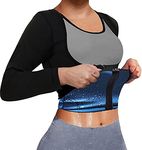 Sauna Suit for Women Sweat Body Shaper Jacket Hot Waist Trainer Long Sleeve Zipper Shirt Workout Top