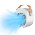Portable Air Conditioners Rechargeable 6000mAh,Mini Air Conditioner,USB Small Personal AC Unit,3-Speed Quiet Evaporative Air Cooler Units for Room/Bedroom/Office/Rooms/Travel/Tent/Indoor/Outdoor-White
