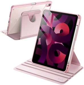 JETech Rotating Case for iPad Air 11-Inch M2 (2024), iPad Air 5/4 (2022/2020 5th/4th Generation 10.9-Inch), 360 Degree Rotation Protective Stand Cover Clear Back, Auto Wake/Sleep (Pink)