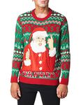 Blizzard Bay Men's The Don Ugly Christmas Sweater, Green/Red, Small