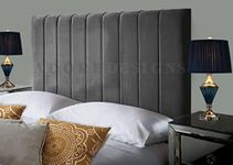 Serenity Headboards Divan Bed Headboard Elegant Portland Plush Velvet 24'' Height Padded Lined Headboard (2ft6 Small Single, Grey)