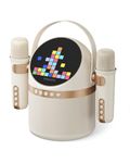 PHILIPS S2508 Portable Karaoke Machine,Party Bluetooth Speaker with 2 Karaoke Microphones,7 H Battery,Multi-Colored Light Modes with Display Screen,6 Vocal Effects,USB,AUX or TF Card Input,Mini,White