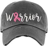 Breast Cancer Warrior Hat | Distressed Baseball Cap or Ponytail Hat | Custom Ribbon Colors