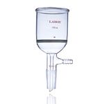 Glass Buchner Funnel 150mL with 24/40 Joint & 60mm O.D. Medium Fritted Disc & Vacuum Take Off Apparatus Lab Glassware