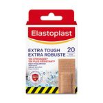 Elastoplast Extra Tough Waterproof Adhesive Bandages, 20 Strips, Assorted Sizes, Beige | Flexible Fabric | Durable Protection Super Strong Adhesion for Extra Strong Sticking Power