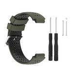 MODJUEGO Silicone Watch Band Strap Bracelet Belt With Tools for Garmin Forerunner 220 230 235 620 630 735 Watch Wristwatch Band Strap (Black+Gray) (Green+Black)