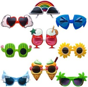 JOPOYOCO 9Pcs Hawaii Novelty Sunglasses, Fun Glasses Crazy Party Dress Glasses Accessories Novelty Costume Party Carnival Glasses Event Decoration Beach Party Supplies