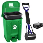 Outdoor Dog Poop Trash Can Pet Waste Station Dog Waste Trash Can Foldable Pooper Scooper for Dog Poop Yard Garden Kitchen With Lid, Pedal, Removable Inner Bin, Large Waste Bag, Green(Fully Assembled)