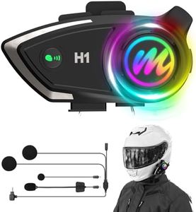 Moman Motorcycle Intercom Headset, H1 1 Pack Dirt Bike Communication System AI Voice Assistant IP67 Waterproof Compatible H4 H4Plus,Motorbike-Helmet-Wireless-Intercom-Headset