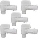 PowGrow Spigot Faucet Drum Faucet, White Flow 3/4 Plastic Faucet Spigot for 5, 6 Gallon Plastic Drums, Durable Polyethylene Material Barrel Faucet Replacement Spigot,1 Inch Thread Size, 5-Pack