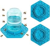 2 Pack Bee Watering Station for Garden, Blue Bee Feeder and Waterer Compatible with Regular & Wide Mouth Canning Jars(Jar Not Included), Small-Hole Honeycomb Tray Honey Bee Feeder for Outside