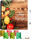 Recipe Book for Own Recipes with Waterproof Marker, Recipe Book Organizer Including Pen, 30-Protectors 30-Pages & 6-Dividers, 11" x 12" 3 Ring Recipe Binder, Recipe Book to Write in Your Own Recipes