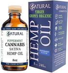 Zatural Hemp Oil Peppermint 100% Pure Cold Pressed High Vegan Omegas 3 & 6 No Fillers or Additives Therapeutic Grade (8 Ounce Peppermint)