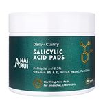 ANAiRUi Salicylic Acid Pads, Skincare Daily Pads for Breakouts & Blackheads, Acne & Blemishes, Exfoliating Face Pads with Witch Hazel, Vitamins B5 & E, 80 Count