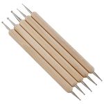 KABEER ART 5 Pcs Double Ended Stainless Steel Ball Stylus Wooden Tool Set for Clay, Pottery, Ceramic