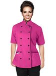 Chef Attires Short Sleeves Women's Ladies Chef's Coat Jackets by XL (To Fit Bust 40-41), Pink