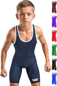 Exxact Sports Plain Youth Wrestling Singlet For Boys, Premium Powerlifting Singlet, Kids Wrestling Singlets For Training - (Navy, YM)