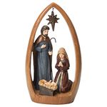 Midwest-CBK Holy Family Natural Brown 9 x 5 Resin Stone Christmas Holiday Figurine