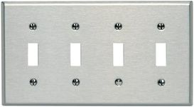 Leviton 84012 4-Gang Toggle Device Switch Wallplate, Standard Size, Device Mount, Stainless Steel