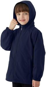 EIGIOO Boys Girls Windbreaker Hooded Jackets Lightweight Packable Jacket Toddler Rain Coats Navy 8-9 Years