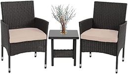 FDW Outdoor Wicker Bistro Rattan Ch