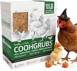 COOHGRUBS 100% Natural Dried Mealworms, Non-GMO Meal Worms for Chickens, Ducks & Wild Birds, High Protein Chicken Treats & Bird Food, 10-lb Box