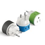 OREI Israel, Palestine Power Plug Adapter with 2 USA Inputs - Travel 3 Pack - Type H (US-14) Safe Grounded Use with Cell Phones, Laptop, Camera Chargers, CPAP, and More