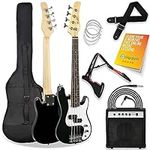 3rd Avenue 3/4 Size Mini Electric Bass Guitar Beginner Pack Kit with 15W Amplifier, Bag, Cable, Strap, Stand and Spare Strings – Black